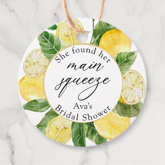 Citroen Hoofd Squeeze Bruidsmeisje Shower Klassiek Bedankjes Labels (Voorkant)