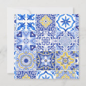 Citroen hoofdklem blauwe tegels Bruidsdouche  Bedankkaart (Achterkant)