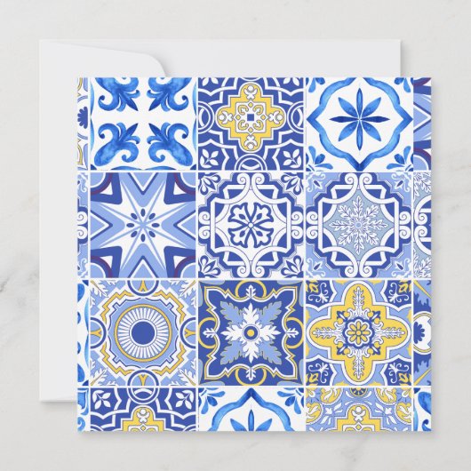 Citroen hoofdklem blauwe tegels Bruidsdouche  Bedankkaart (Achterkant)