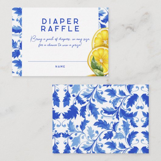 Citroen Italiaans Amalfi Baby shower Luier Raffle Visitekaartje (Voorkant / Achterkant)