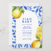 Citroen Italiaans Amalfi Blue Tegel Baby shower Kaart (Voorkant)