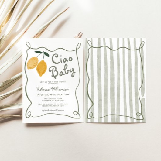 Citroen Italiaans Amalfi Genderneutraal Baby showe Kaart