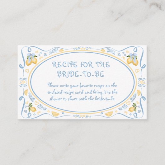 Citroen Italiaans Bidal Douche Recept voor de brui Informatiekaartje (Voorkant)