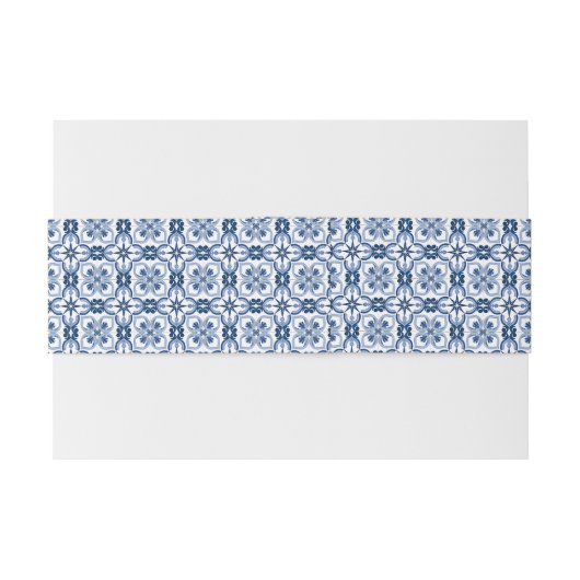 Citroen Italiaans Blauwe Tegel Bruiloft Uitnodigingen Wikkel (Achterkant Voorbeeld)