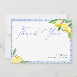 Citroen Italiaans Positano Blauwe Bruidsdouche Bedankkaart