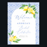 Citroen Italiaanse BlueTile Positano Bruids Vierin Poster<br><div class="desc">Citroen Italiaans Blauw Tegel Positano Bruidsfeest Foam Board</div>