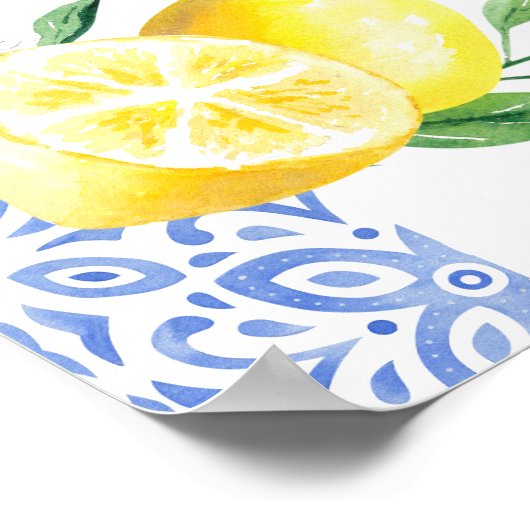 Citroen Italiaanse BlueTile Positano Bruids Vierin Poster (Hoek)