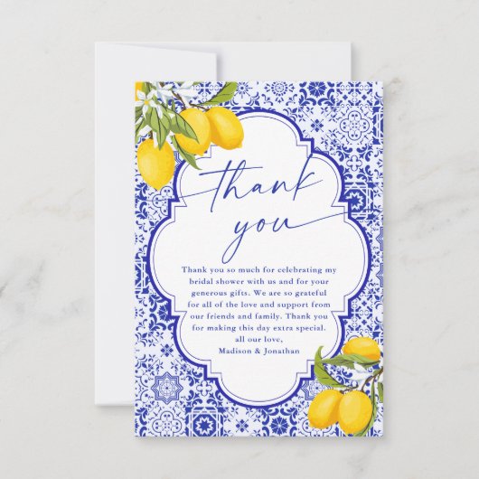 Citroen Italiaanse Hoofdknijper Bruidsdiner Bedankkaart (Voorkant)