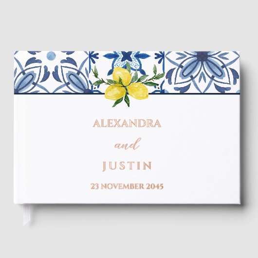 Citroen Italiaanse mediterrane bruiloft Gastenboek (Voorkant)