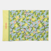 Citroen Jouw naam Geel Fun Bloemen  Theedoek (Horizontaal)