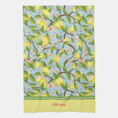 Citroen Jouw naam Geel Fun Bloemen  Theedoek (Verticaal)