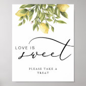 Citroen kalligrafie liefde is lief trouwteken poster (Voorkant)