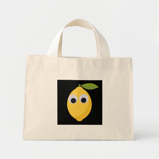 Citroen Karakter, zoet fruit met googly ogen Mini Tote Bag (Voorkant)