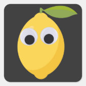 Citroen Karakter, zoet fruit met googly ogen Vierkante Sticker (Voorkant)