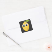 Citroen Karakter, zoet fruit met googly ogen Vierkante Sticker (Envelop)