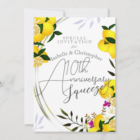 Citroen knijpen Jubileum bruiloft witte uitnodigin Kaart (Voorkant)