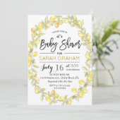 Citroen Krans Waterverf Baby Shower Uitnodiging (Staand voorkant)