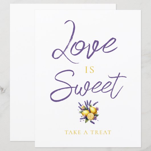 Citroen Lavendel Vrijgezellenfeest Treats Teken (Voorkant / Achterkant)