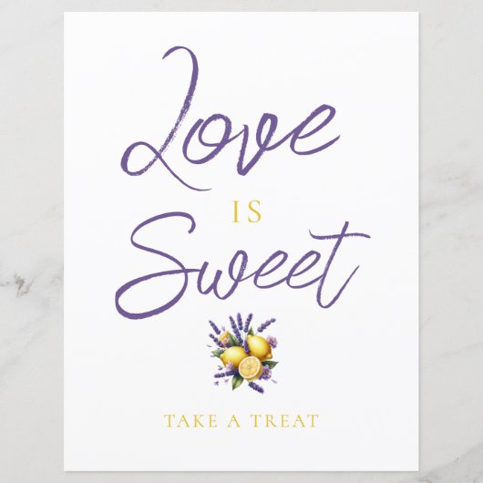 Citroen Lavendel Vrijgezellenfeest Treats Teken (Voorkant)