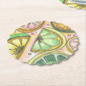 Citroen Limoen Geschulpte Papieren Onderzetter (Gekanteld)