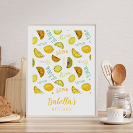 Citroen & Limoen Pittig Fruit Patroon Poster