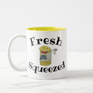 Citroen Limonade Vers Geperst Fruit Cartoon Tweekleurige Koffiemok