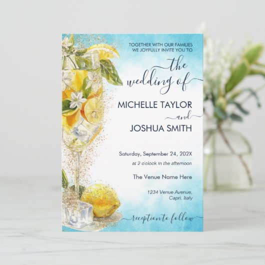 Citroen Limoncello Foto Italië Bestemming Bruiloft Kaart (Staand voorkant)