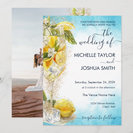 Citroen Limoncello Foto Italië Bestemming Bruiloft Kaart (Voorkant / Achterkant)