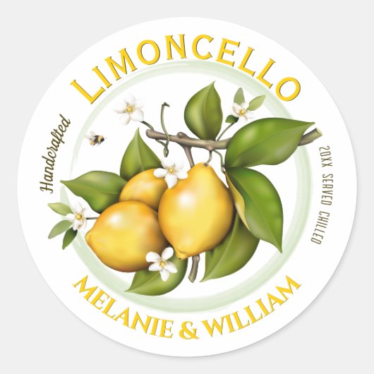 Citroen Limoncello Fruit Botanical Ronde Sticker (Voorkant)