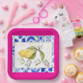 citroen mahjong fuchsia papieren bordje (Feest)