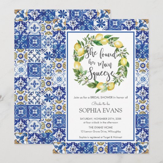 Citroen Main Squeeze Mediterraan Vrijgezellenfeest Kaart (Voorkant / Achterkant)