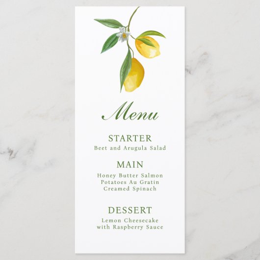 Citroen Main Squeeze Menu Kaart (Voorkant)