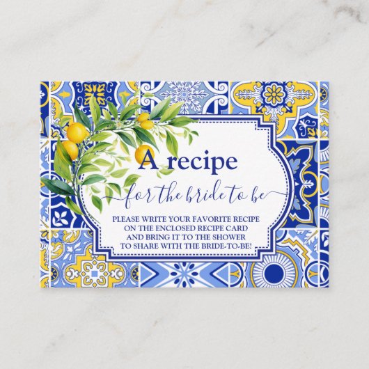 Citroen Main Squeeze Vrijgezellenfeest Recept Informatiekaartje (Voorkant)