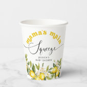 Citroen mamas hoofd squeeze baby shower papieren bekers (Achterkant)