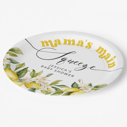 Citroen mamas hoofd squeeze baby shower papieren bordje (Gekanteld)