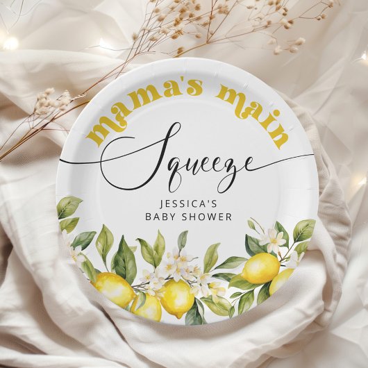 Citroen mamas hoofd squeeze baby shower papieren bordje