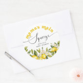 Citroen mamas hoofd squeeze baby shower ronde sticker (Envelop)