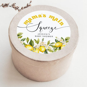 Citroen mamas hoofd squeeze baby shower ronde sticker