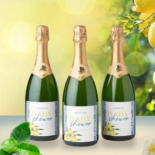 Citroen Mediterraan Baby Shower Bruiswater Sparkling Wijnetiket