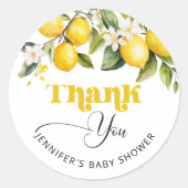 Citroen mediterraan baby shower dank u ronde sticker (Voorkant)