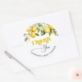 Citroen mediterraan baby shower dank u ronde sticker (Envelop)