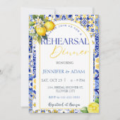 Citroen Mediterraan Blauw Tegels repetitie diner Kaart (Voorkant)