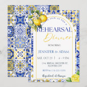 Citroen Mediterraan Blauw Tegels repetitie diner Kaart (Voorkant / Achterkant)