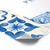 Citroen Mediterraan Blauwe Tegel Voorkomt Poster (Hoek)