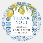 Citroen Mediterraan Blauwe Tegels Stickers (Voorkant)