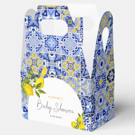 Citroen Mediterraan Boho Arch Baby shower Bedankdoosjes (Geopend)