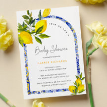 Citroen Mediterraan Boho Baby shower Invitation