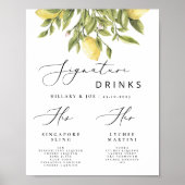 Citroen Mediterraan Bruiloft Signature Drinken Poster (Voorkant)