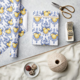 Citroen Mediterraan Citrus Patroon Cadeaupapier