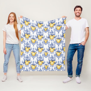 Citroen Mediterraan Citruspatroon Fleece Deken
